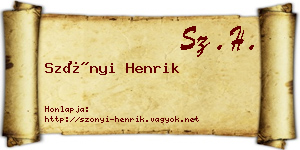 Szőnyi Henrik névjegykártya
